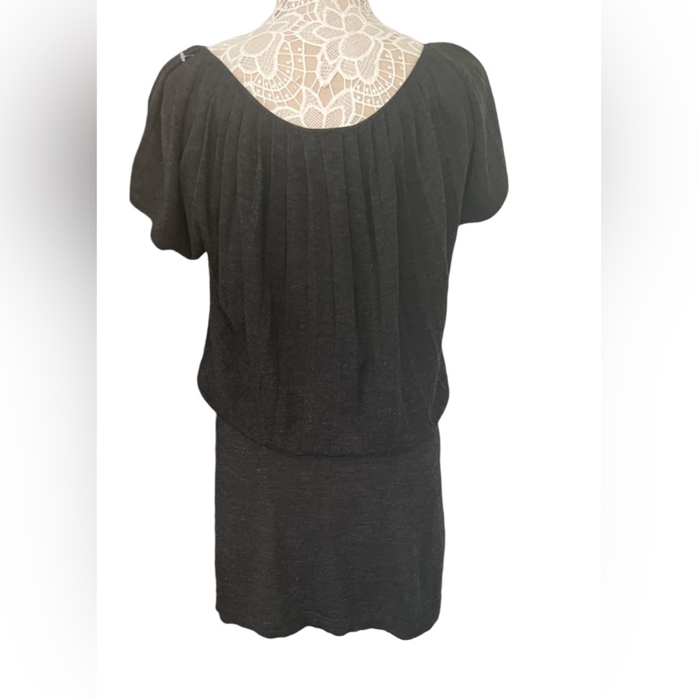 Ann Taylor Loft Womens Gray Wool Blend Pleated Blouson Sweater Dress Knit sz M